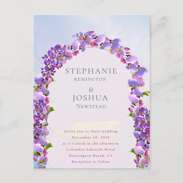 Inbjudan till snyggt Wisteria Watercolor Wedding (Framsida)