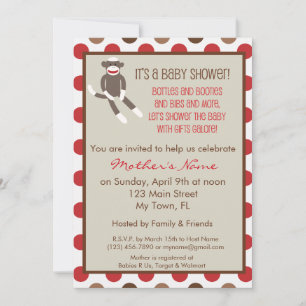 Inbjudan till Sock monkey babyvisningsprogram