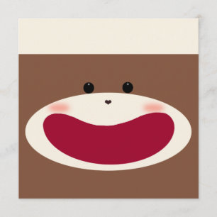 Inbjudan till Sock monkey pojke