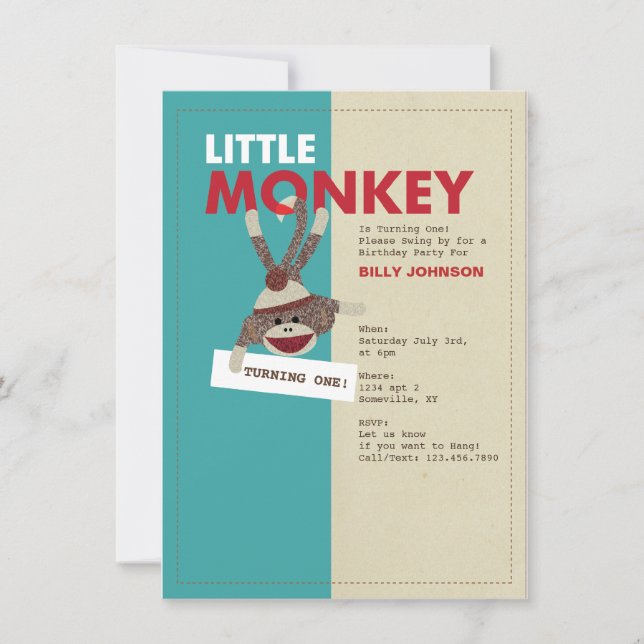 Inbjudan till Sock monkey-svänger! (Framsida)