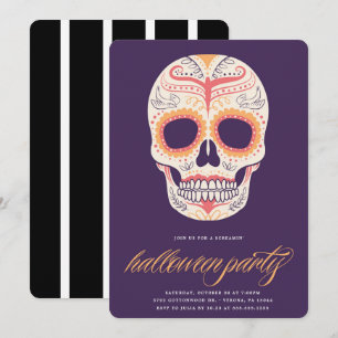 Inbjudan till sockerskull Halloween fest