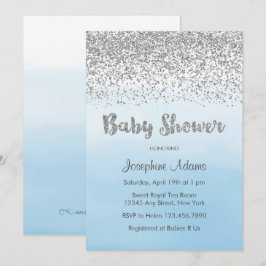 Inbjudan till Soft Blue- och Silver Baby Shower