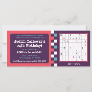 Inbjudan till Solable Sudoku Birthday Birthday