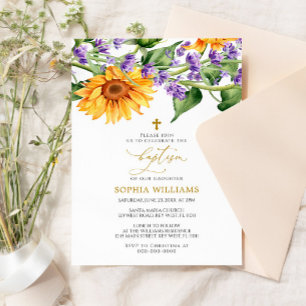 Inbjudan till solblommor och lavander Baptism