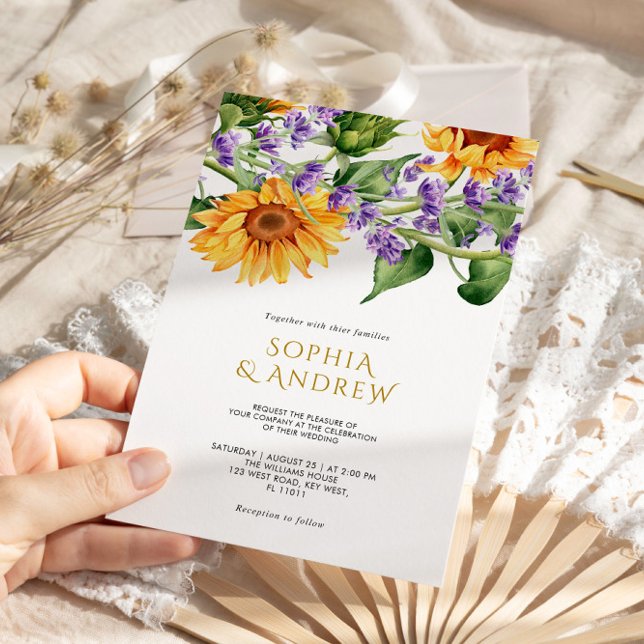 Inbjudan till solblommor och lavender bröllop (Skapare uppladdad)