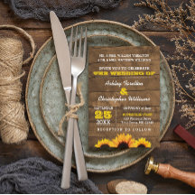Inbjudan till solblommor och Rustic Wood Wedding