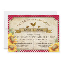 Inbjudan till solblommor och Tupp Picnic-bröllop