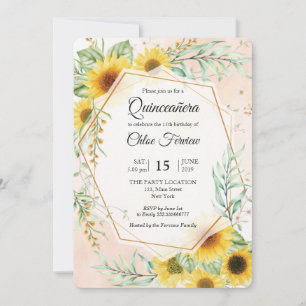 Inbjudan till solblommor Quinceañera