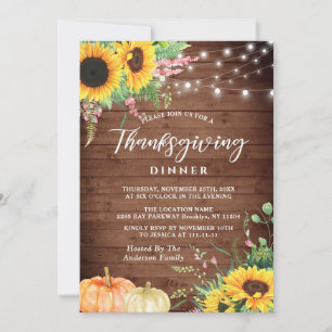 Inbjudan till solblommor, Rustic Thanksgiving - mi