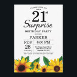 Inbjudan till solros 21:a födelsedagen<br><div class="desc">Solrosblomma Surprise 21:a födelsedagsinbjudan. Blommigt Blommor och vit bakgrund. Land Vintage Retro. Kvinnor födelsedag. 12:e 13:e 15:e 16:e 18:e 20:e 30:e 40:e 60:e 70:e 90:e 100:e, i alla åldrar. Utskriftsformat digitalt. Om du vill göra ytterligare anpassningar klickar du på knappen Anpassa och användor verktygen som är utformat för att ändra...</div>