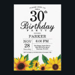 Inbjudan till solros 30års födelsedag<br><div class="desc">Inbjudan till solros 30års födelsedag. Blommigt Blommor och vit bakgrund. Land Vintage Retro. Kvinnor födelsedag. 12:e 13:e 15:e 16:e 18:e 20:e 30:e 40:e 60:e 70:e 90:e 100:e, i alla åldrar. Utskriftsformat digitalt. Om du vill göra ytterligare anpassningar klickar du på knappen Anpassa och användor verktygen som är utformat för att...</div>