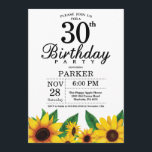 Inbjudan till solros 30års födelsedag<br><div class="desc">Inbjudan till solros 30års födelsedag. Blommigt Blommor och vit bakgrund. Land Vintage Retro. Kvinnor födelsedag. 12:e 13:e 15:e 16:e 18:e 20:e 30:e 40:e 60:e 70:e 90:e 100:e, i alla åldrar. Utskriftsformat digitalt. Om du vill göra ytterligare anpassningar klickar du på knappen Anpassa och användor verktygen som är utformat för att...</div>