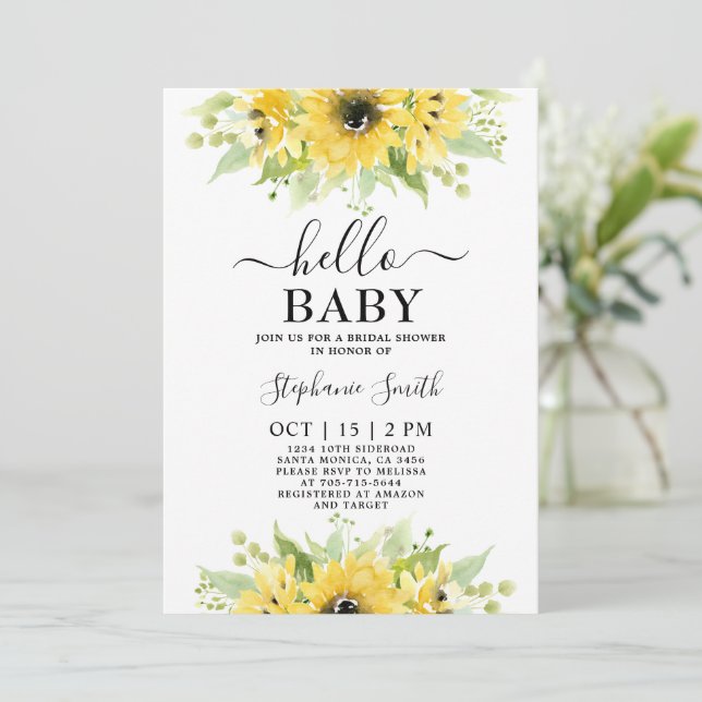 Inbjudan till Solros Baby Shower Girl Girl (Stående Fram)