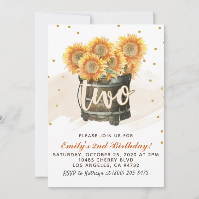 Inbjudan till solros hösten 2:a födelsedagen (Framsida)