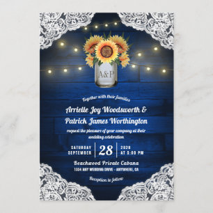 Inbjudan till solros Mason Burk Blue Wood Wedding