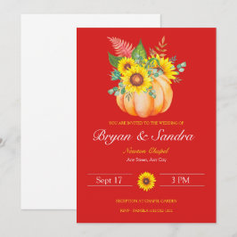 Inbjudan till solros och pumpkin Fall Wedding