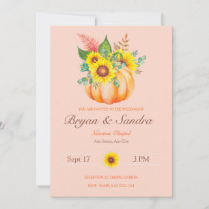 Inbjudan till solros och pumpkin Fall Wedding