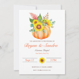 Inbjudan till solros och pumpkin Fall Wedding