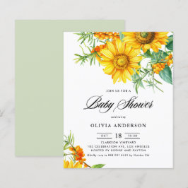 Inbjudan till Solros och Sea Buckthorn Baby Shower