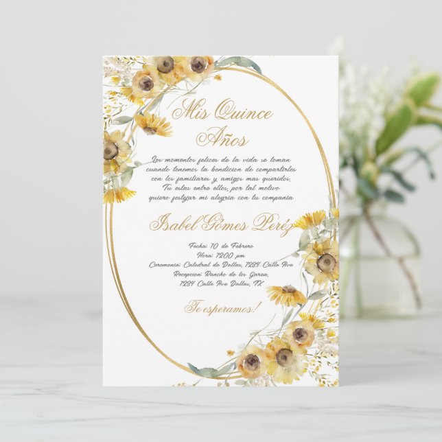 Inbjudan till solros Quinceañera (Stående Fram)