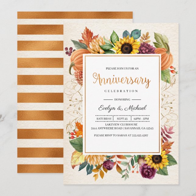 Inbjudan till solrosblommor på hösten (Fram/baksida)