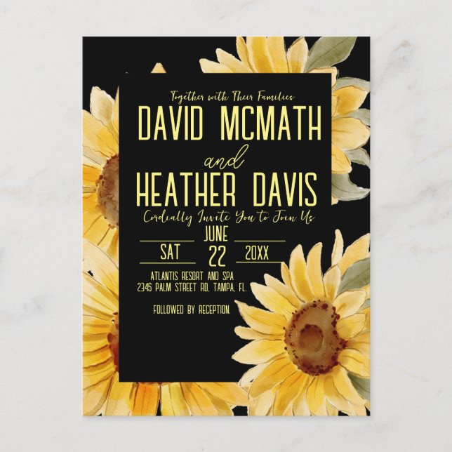 Inbjudan till solrosbröllop (Framsida)