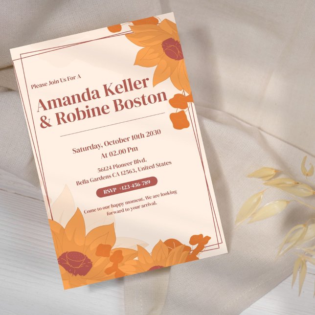 Inbjudan till solrosbröllop (Skapare uppladdad)