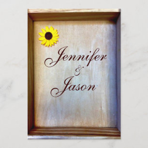 Inbjudan till solrosbröllop med Rustic Shadow box
