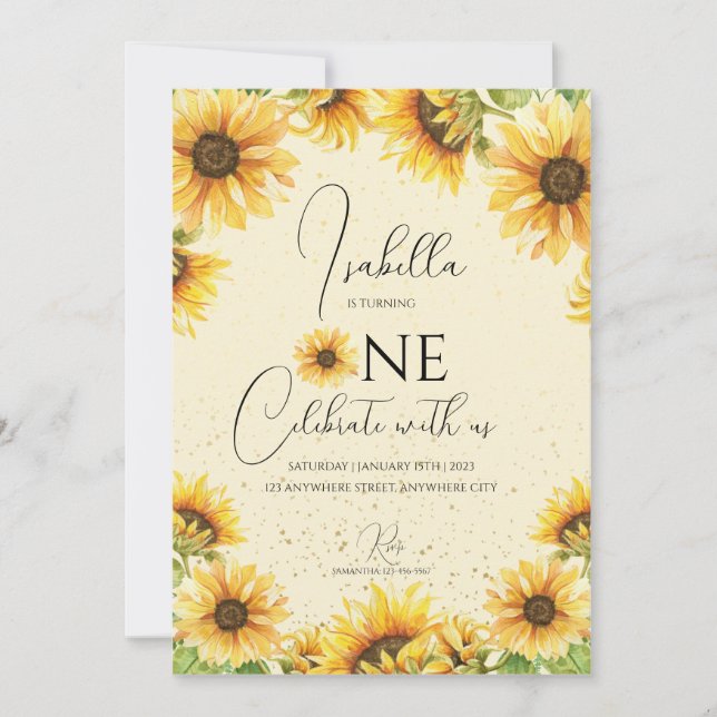 Inbjudan till Solrosfest 1:a födelsedag (Framsida)