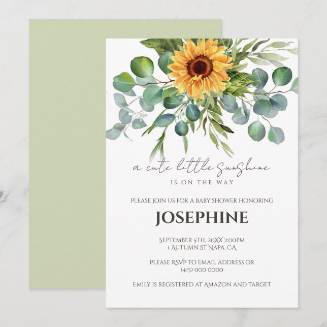 Inbjudan till Solrossolskensor för spädbarn (Fram/baksida)