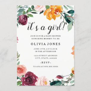 Inbjudan till söt Blommigt Girl Baby Shower