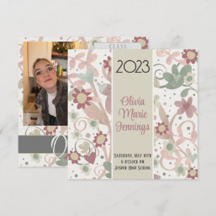 Inbjudan till söt Blommigt Pastel Studenten