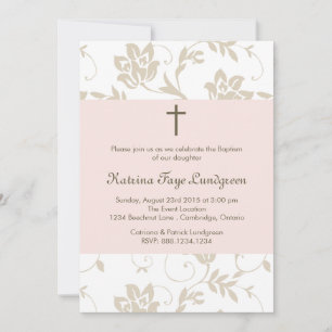 Inbjudan till söt Blommönster Baptism