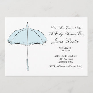 Inbjudan till söt Blue Parasol Shower