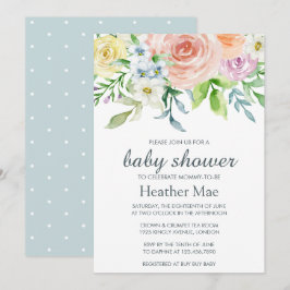 Inbjudan till söt Flowers Baby Shower