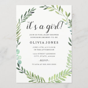 Inbjudan till söt Grönt Boho WAN Baby Shower