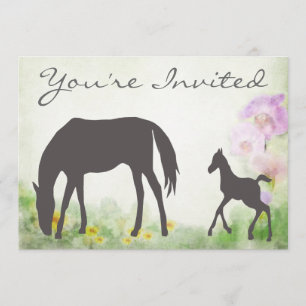Inbjudan till söt Mare and Foal Horse Baby Shower