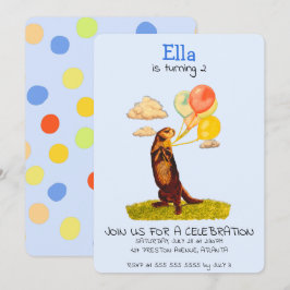 Inbjudan till söt Otter Holding Party-ballonger