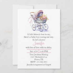 Inbjudan till söt Pram Baby Shower