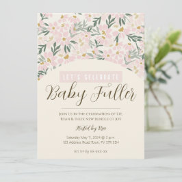 Inbjudan till söt Rosa Blommigt Boho Baby Shower
