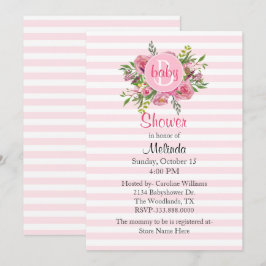 Inbjudan till söt Rosa stripe Baby Shower