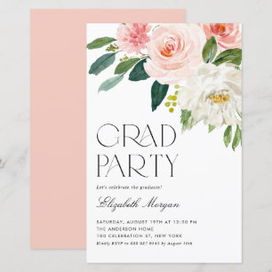 Inbjudan till söt Watercolor Flowers Studenten