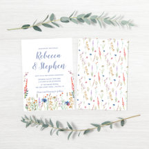 Inbjudan till söt Watercolor Wildblombröllop