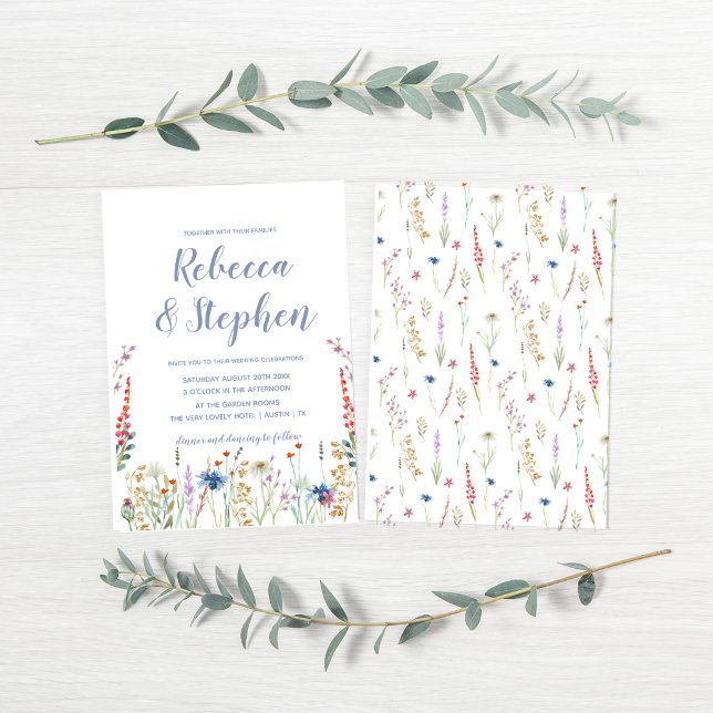 Inbjudan till söt Watercolor Wildblombröllop (Skapare uppladdad)