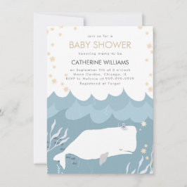 Inbjudan till söt White Whale Baby Shower