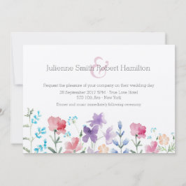 Inbjudan till söt Wildblommor Watercolor Wedding