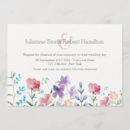 Inbjudan till söt Wildblommor Watercolor Wedding