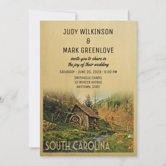 inbjudan till South Carolina Wedding Rustic Cabin  (Framsida)