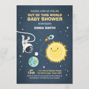 Inbjudan till Space Baby Shower från världen