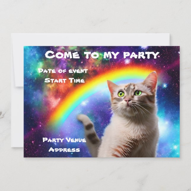 Inbjudan till Space Cat Party (Framsida)